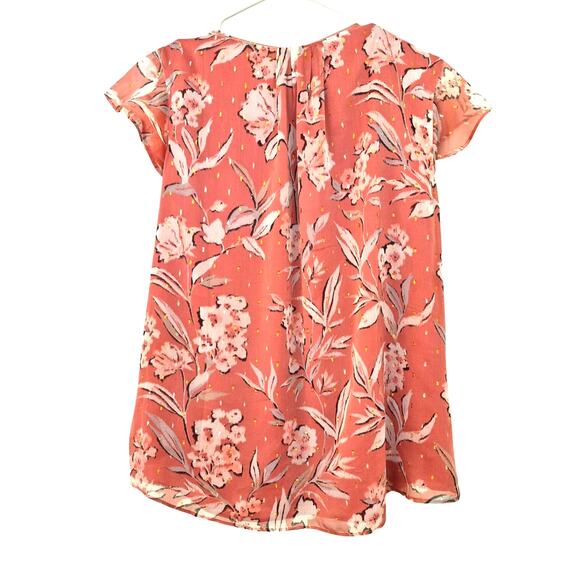 White House Black Market Coral Floral Blouse - Picture 2 of 8